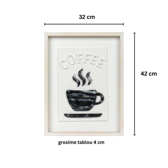 Tablou decorativ, 3D piatra naturala, Naimeed D7968, montat pe suport rigid si rama exterioara din lemn, 32x42x4cm