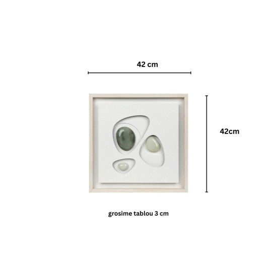 Tablou decorativ, 3D piatra naturala, Naimeed D7969, montat pe rama dubla din lemn, 42x42x3cm