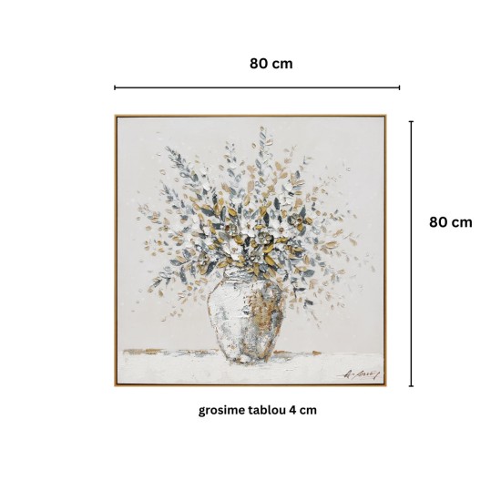 Tablou decorativ, efect 3D polimer rigid, Naimeed D7970, montat pe rama dubla din lemn, 80x80x4cm