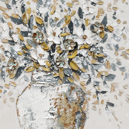 Tablou decorativ, efect 3D polimer rigid, Naimeed D7970, montat pe rama dubla din lemn, 80x80x4cm