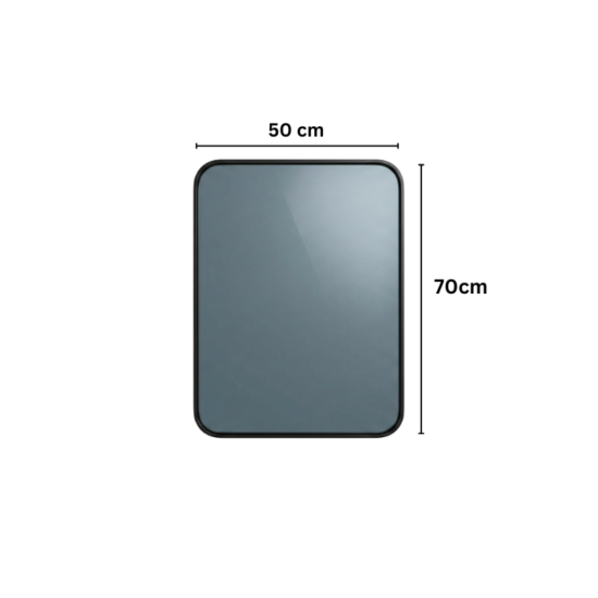 Oglinda Dreptunghiulara de Perete Naimeed D7971, Rama din Aluminiu Negru, Design Modern, pentru Hol, Living, Dormitor sau Baie, 50x70cm