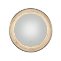 Oglinda LED de Perete, Naimeed D7995, Rama din Aluminiu, Insert Texturat, 3 Nuante de lumina, 80cm, Auriu