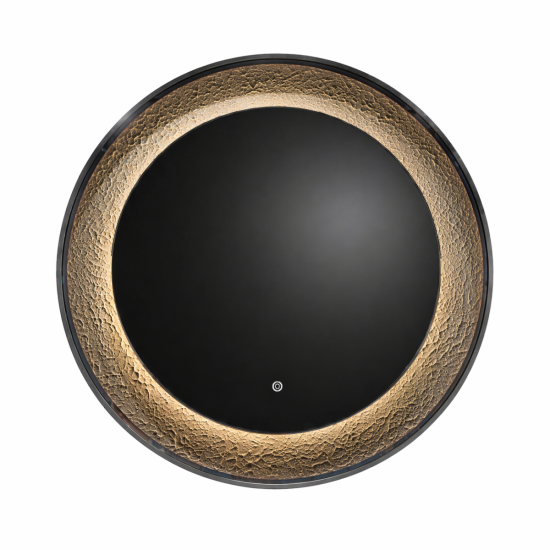 Oglinda LED de Perete, Naimeed D7999, Insert Texturat, 3 Nuante de lumina, Rama din Aluminiu, 80cm, negru
