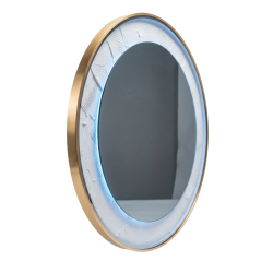 Oglinda LED de Perete, Naimeed D8000, Rama din Aluminiu Auriu, Insert Texturat, 3 Nuante de lumina, 80cm