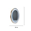 Oglinda LED de Perete, Naimeed D8000, Rama din Aluminiu Auriu, Insert Texturat, 3 Nuante de lumina, 80cm