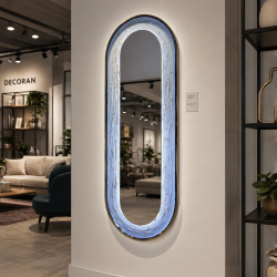 Oglinda LED de Perete, Naimeed D8001, Design Arcuit, 3  Nuante de lumina, Touch, 60x160 cm