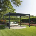 Pergola bioclimatica, iluminare LED, aluminiu, acoperis motorizat, Naimeed D6783, 400x300x250cm, Gri antracit