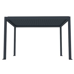 Pergola bioclimatica, iluminare LED, aluminiu, acoperis motorizat, Naimeed D6783, 400x300x250cm, Gri antracit