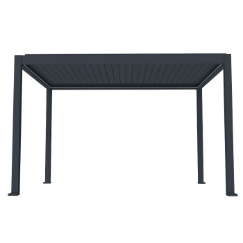 Pergola bioclimatica, iluminare LED, aluminiu, acoperis motorizat, Naimeed D6783, 400x300x250cm, Gri antracit