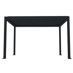Pergola bioclimatica, iluminare LED, aluminiu, acoperis motorizat, Naimeed D6784, 400x300x250cm, Negru