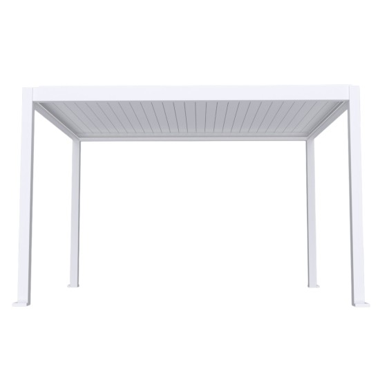 Pergola bioclimatica, iluminare LED, aluminiu, acoperis motorizat, Naimeed D6785, 400x300x250cm, Alb Pergola bioclimatica, iluminare LED, aluminiu, acoperis motorizat, Naimeed D6785, 400x300x250cm, Alb