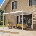 Pergola bioclimatica, iluminare LED, aluminiu, acoperis motorizat, Naimeed D6785, 400x300x250cm, Alb