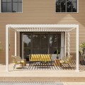 Pergola bioclimatica, iluminare LED, aluminiu, acoperis motorizat, Naimeed D6785, 400x300x250cm, Alb Pergola bioclimatica, iluminare LED, aluminiu, acoperis motorizat, Naimeed D6785, 400x300x250cm, Alb