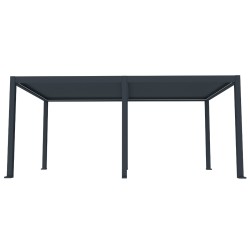 Pergola bioclimatica, iluminare LED, aluminiu, acoperis motorizat, Naimeed D6786, 600x300x250cm, Gri antracit
