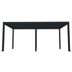 Pergola bioclimatica, iluminare LED, aluminiu, acoperis motorizat, Naimeed D6787, 600x300x250cm, Negru