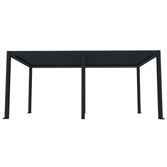 Pergola bioclimatica, iluminare LED, aluminiu, acoperis motorizat, Naimeed D6787, 600x300x250cm, Negru