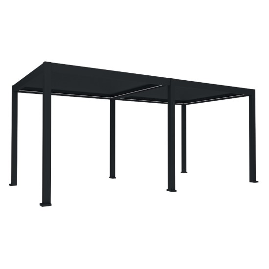 Pergola bioclimatica, iluminare LED, aluminiu, acoperis motorizat, Naimeed D6787, 600x300x250cm, Negru