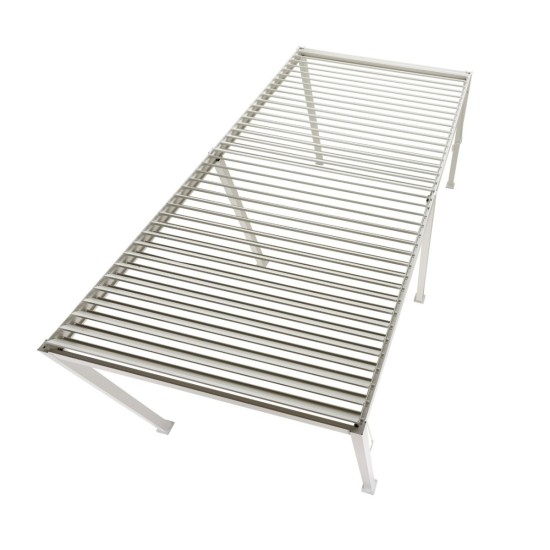 Pergola bioclimatica, iluminare LED, aluminiu, acoperis motorizat, Naimeed D6788, 600x300x250cm, Alb