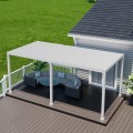 Pergola bioclimatica, iluminare LED, aluminiu, acoperis motorizat, Naimeed D6788, 600x300x250cm, Alb