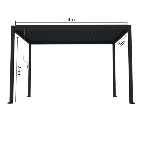 Pergola bioclimatica, aluminiu, Naimeed D6806, 400x300x250cm, Negru