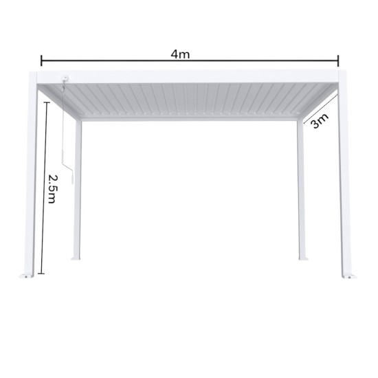 Pergola bioclimatica, aluminiu, Naimeed D6807, 400x300x250cm, Alb