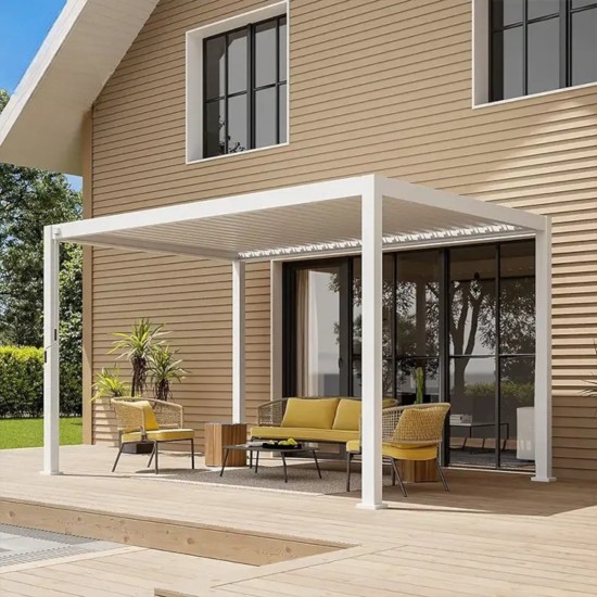 Pergola bioclimatica, aluminiu, Naimeed D6807, 400x300x250cm, Alb