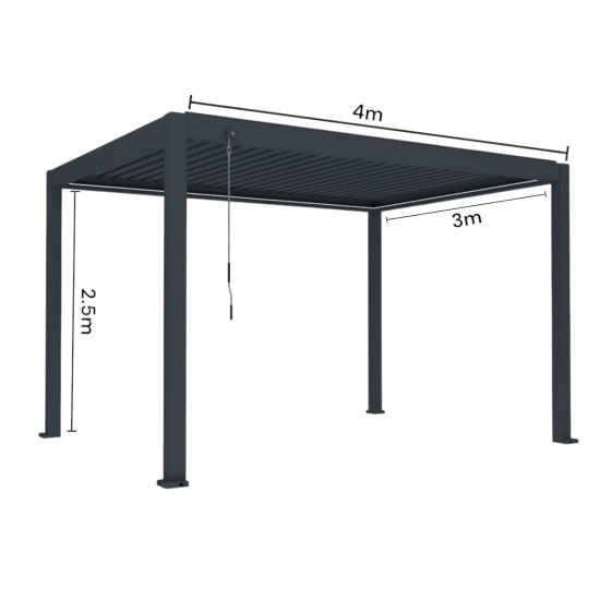 Pergola bioclimatica, aluminiu, Naimeed D6802, 400x300x250cm, Gri antracit
