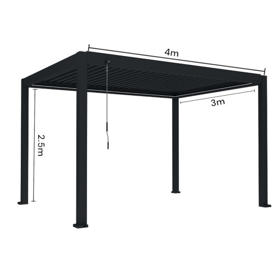 Pergola bioclimatica, aluminiu, Naimeed D6803, 400x300x250cm, Negru