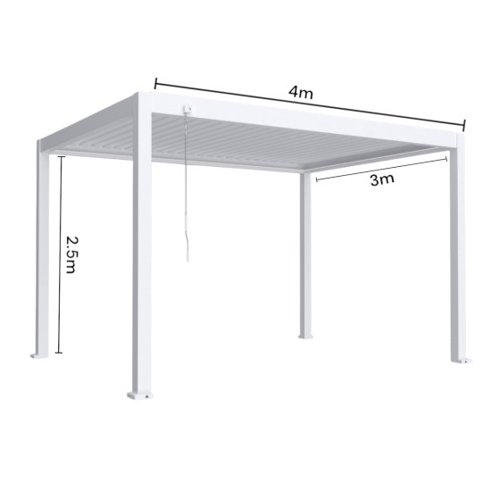Pergola bioclimatica, aluminiu, Naimeed D6804, 400x300x250cm, Alb
