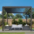 Pergola bioclimatica, iluminare LED, aluminiu, Naimeed D6789, 300x300x250cm, Gri antracit
