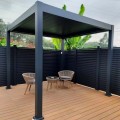 Pergola bioclimatica, iluminare LED, aluminiu, Naimeed D6789, 300x300x250cm, Gri antracit