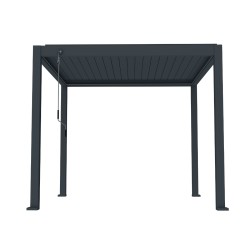 Pergola bioclimatica, iluminare LED, aluminiu, Naimeed D6789, 300x300x250cm, Gri antracit