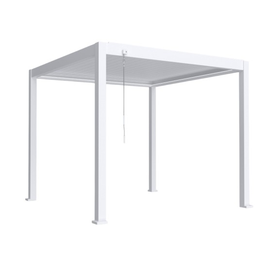 Pergola bioclimatica, iluminare LED, aluminiu, Naimeed D6791, 300x300x250cm, Alb