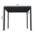 Pergola bioclimatica, iluminare LED, aluminiu, Naimeed D6790, 300x300x250cm, Negru Pergola bioclimatica, iluminare LED, aluminiu, Naimeed D6790, 300x300x250cm, Negru