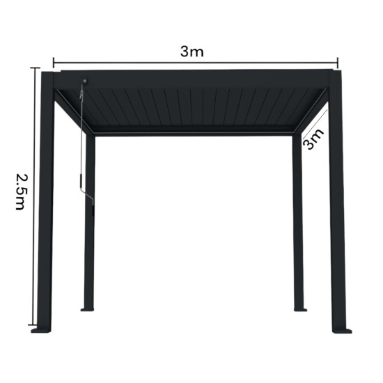 Pergola bioclimatica, iluminare LED, aluminiu, Naimeed D6790, 300x300x250cm, Negru Pergola bioclimatica, iluminare LED, aluminiu, Naimeed D6790, 300x300x250cm, Negru