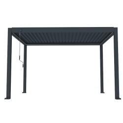 Pergola bioclimatica, iluminare LED, aluminiu, Naimeed D6794, 400x300x250cm, Gri antracit