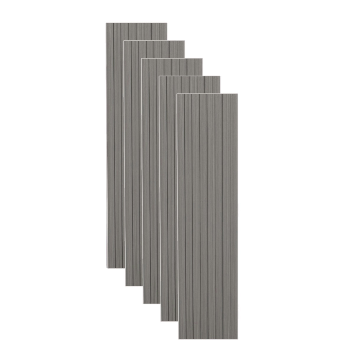 Set 5 panouri decorative, riflaj WPC, cu 4 caneluri, Naimeed D6223, 260x16x2.2cm, Gri