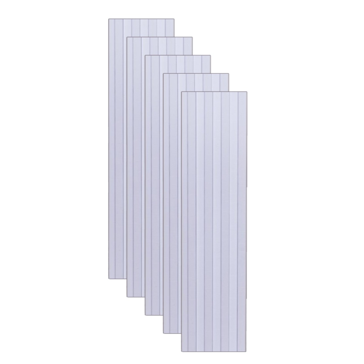 Set 5 panouri decorative, riflaj WPC, cu 4 caneluri, Naimeed D6226, 260x16x2.2cm, Alb tapet
