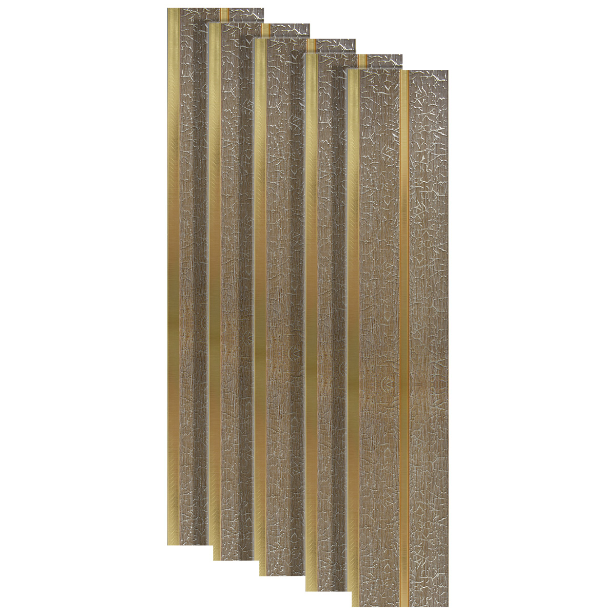 Set 5 panouri decorative, riflaj, polimer rigid, Naimeed D5486, 270x12x1cm, Auriu