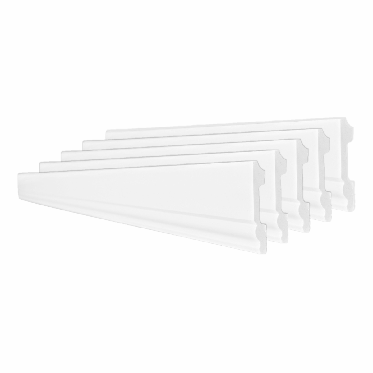 Set 5 plinte decorative, polimer rigid, Naimeed D5512, compatibil iluminare LED, Alb, 230x8x1.2cm